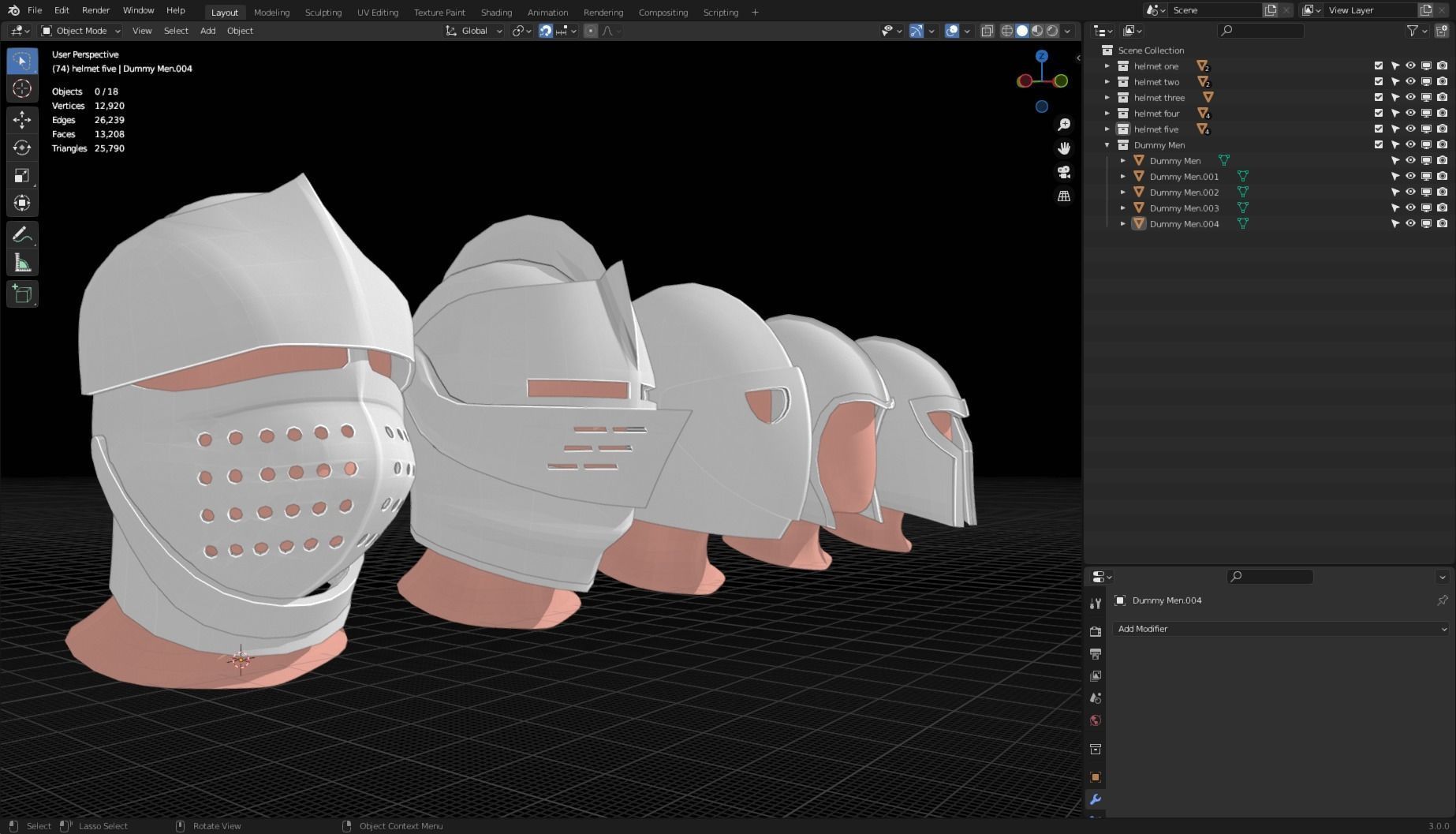 BASE HELMET MODELS 1-5 Low-poly 3D model_9