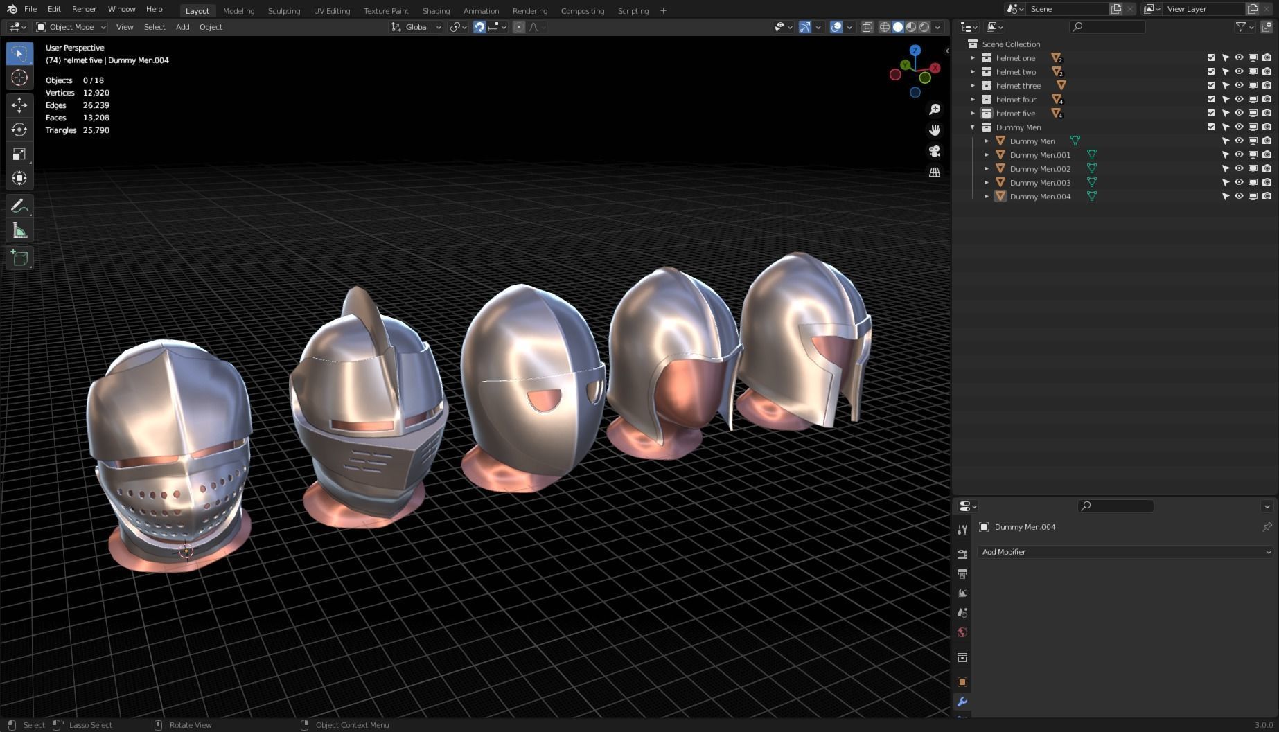BASE HELMET MODELS 1-5 Low-poly 3D model_2