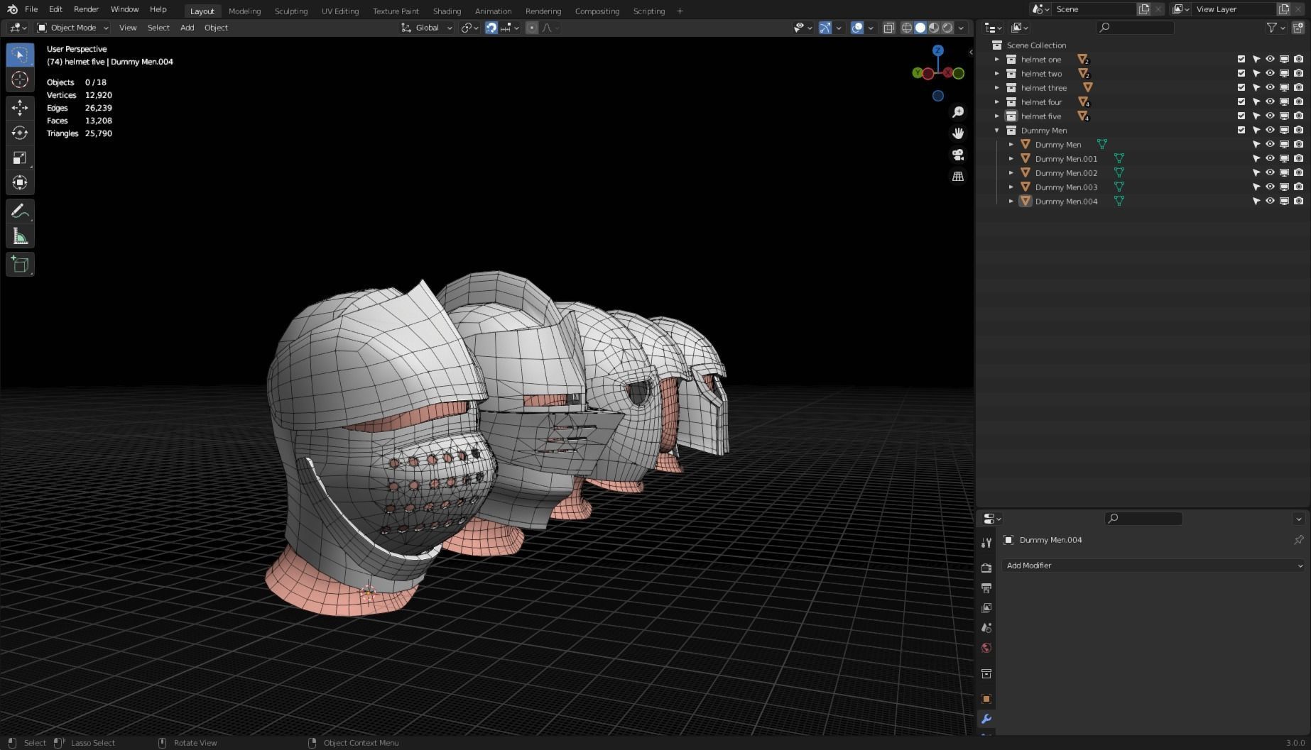 BASE HELMET MODELS 1-5 Low-poly 3D model_8