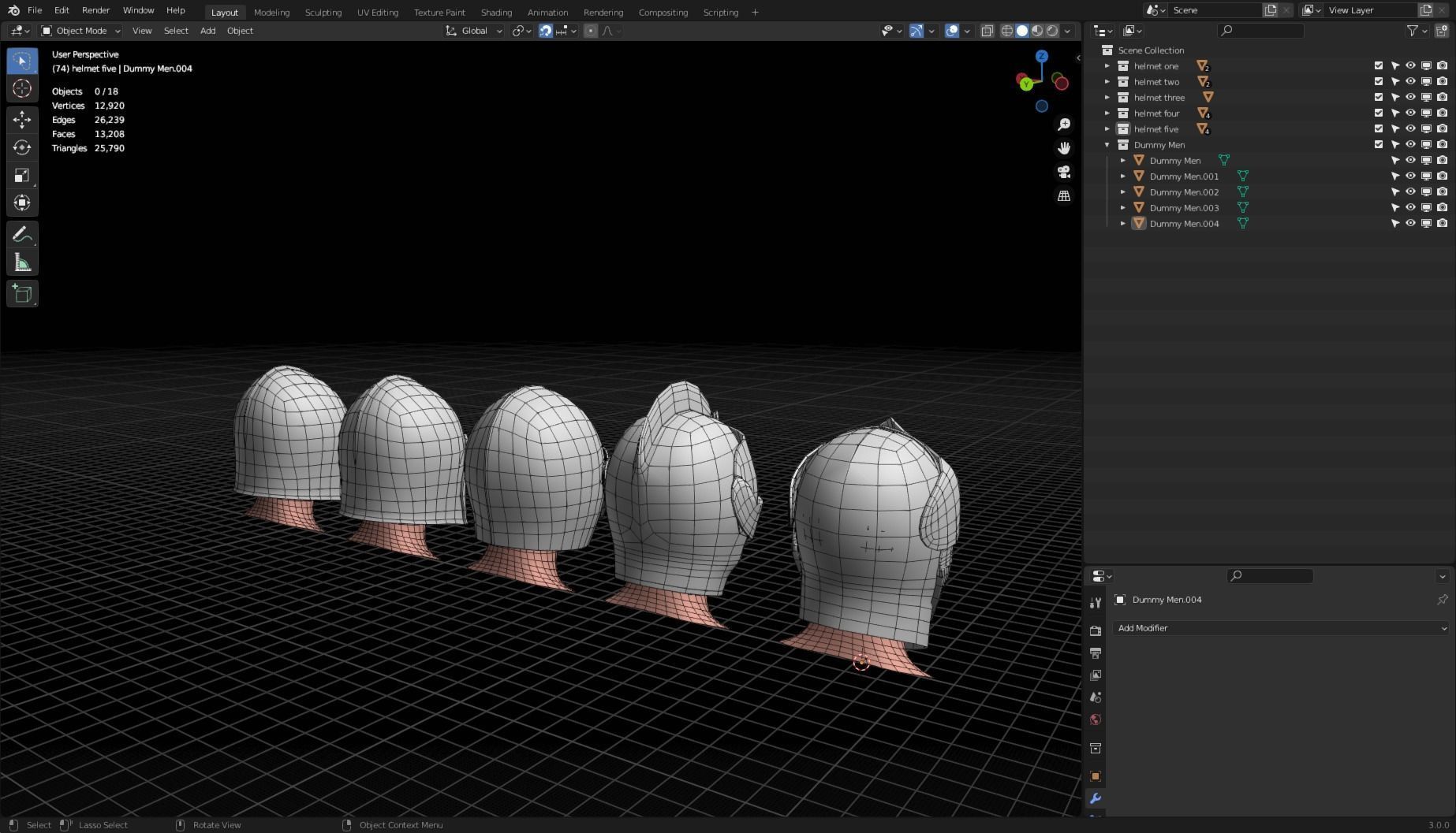 BASE HELMET MODELS 1-5 Low-poly 3D model_7