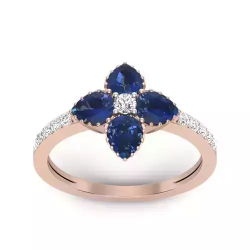 Women Solitaire Wedding Pear Stone Ring 3dm stl render detail