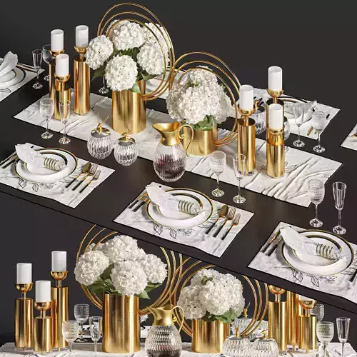 Dinner Table Set 01 3D model