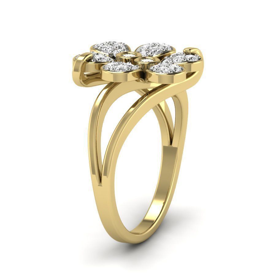 Diamond Solitaire Wedding Engagement Ring with 360 view 3D print model_3