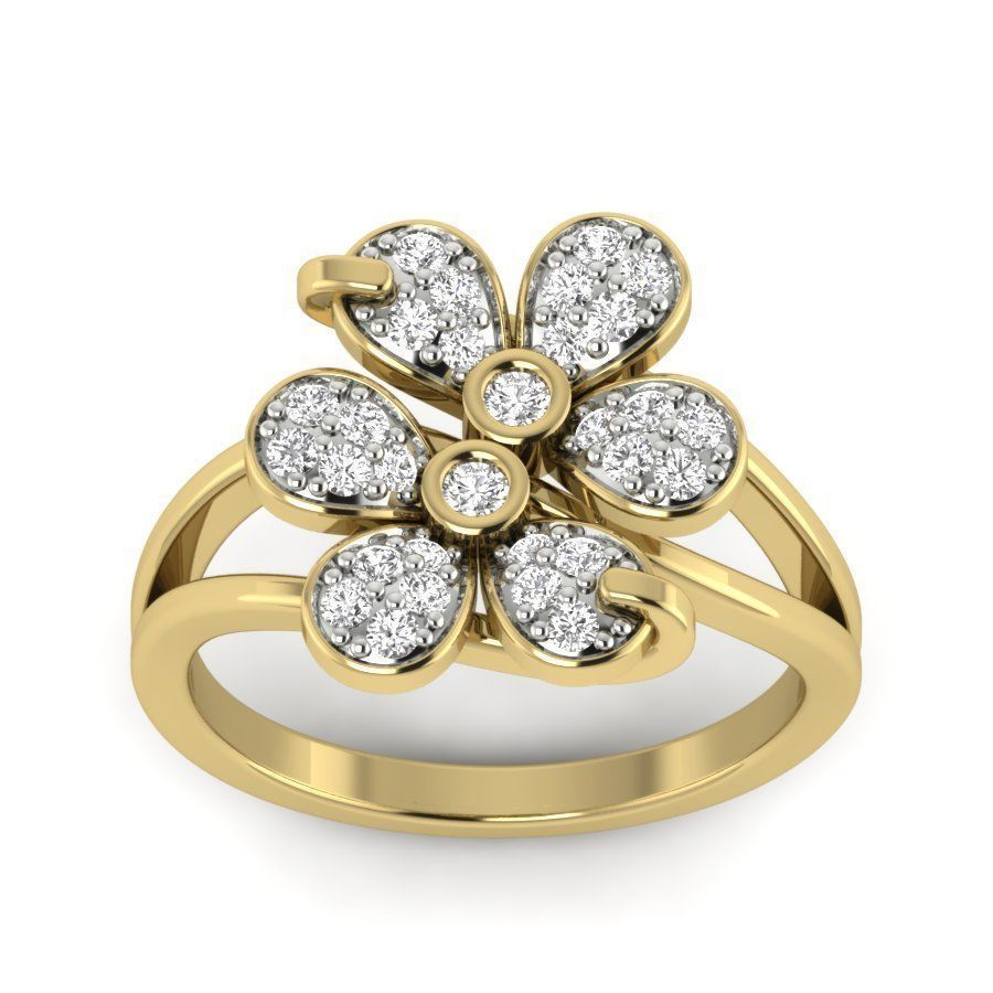 Diamond Solitaire Wedding Engagement Ring with 360 view 3D print model_5