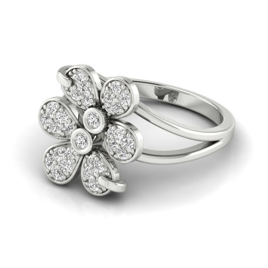 Diamond Solitaire Wedding Engagement Ring with 360 view 3D print model_7