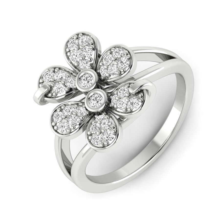 Diamond Solitaire Wedding Engagement Ring with 360 view 3D print model_11