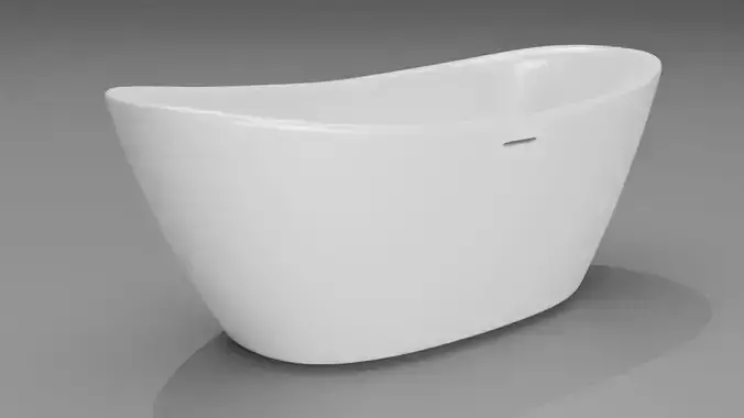 White modern bathtub 3D model 