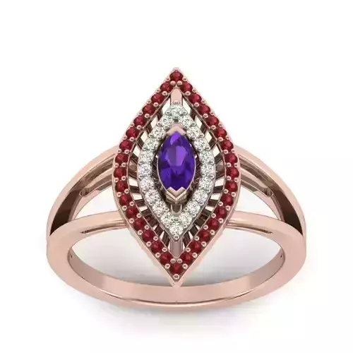 solitaire wedding engagement women Marquise Stone ring 3D print model