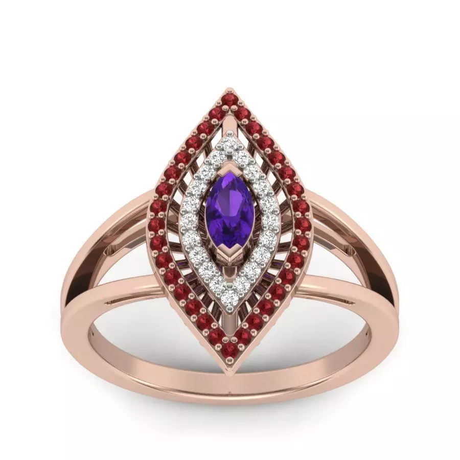solitaire wedding engagement women Marquise Stone ring 3D print model