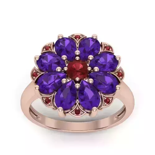 solitaire engagement women Pear Stone ring 3dm render detail 