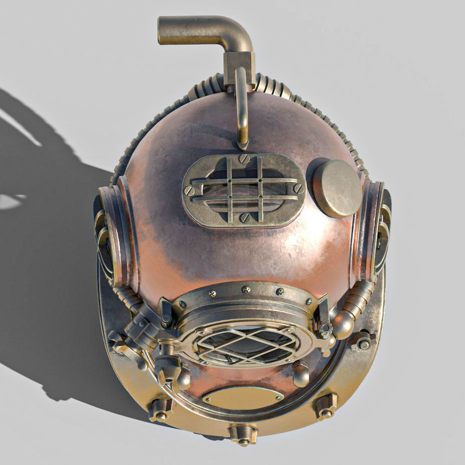 Old Diving Helmet  3D model_3