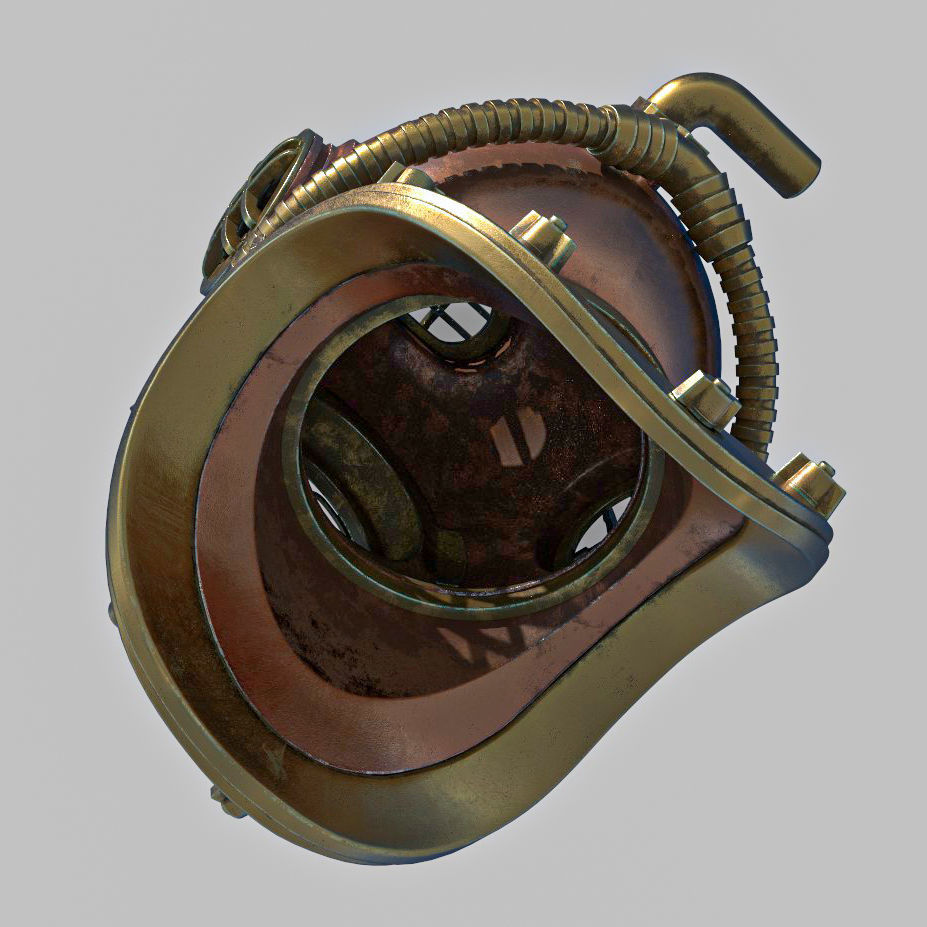Old Diving Helmet  3D model_5