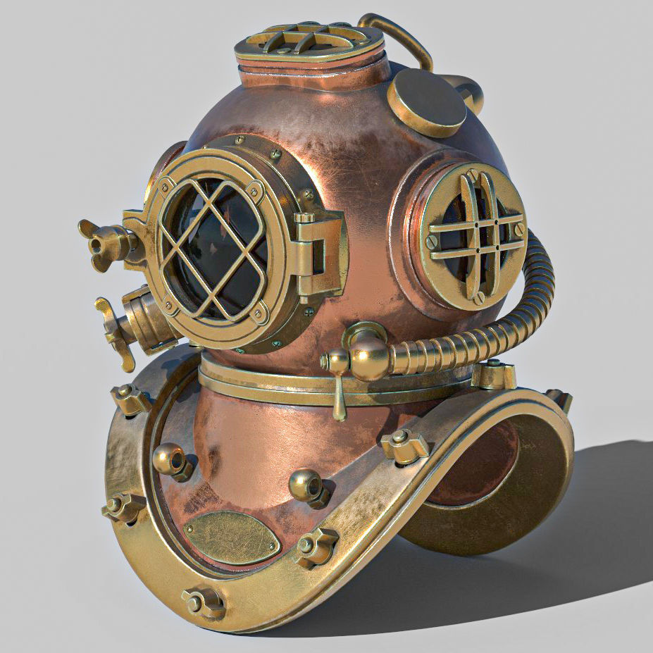 Old Diving Helmet  3D model_1