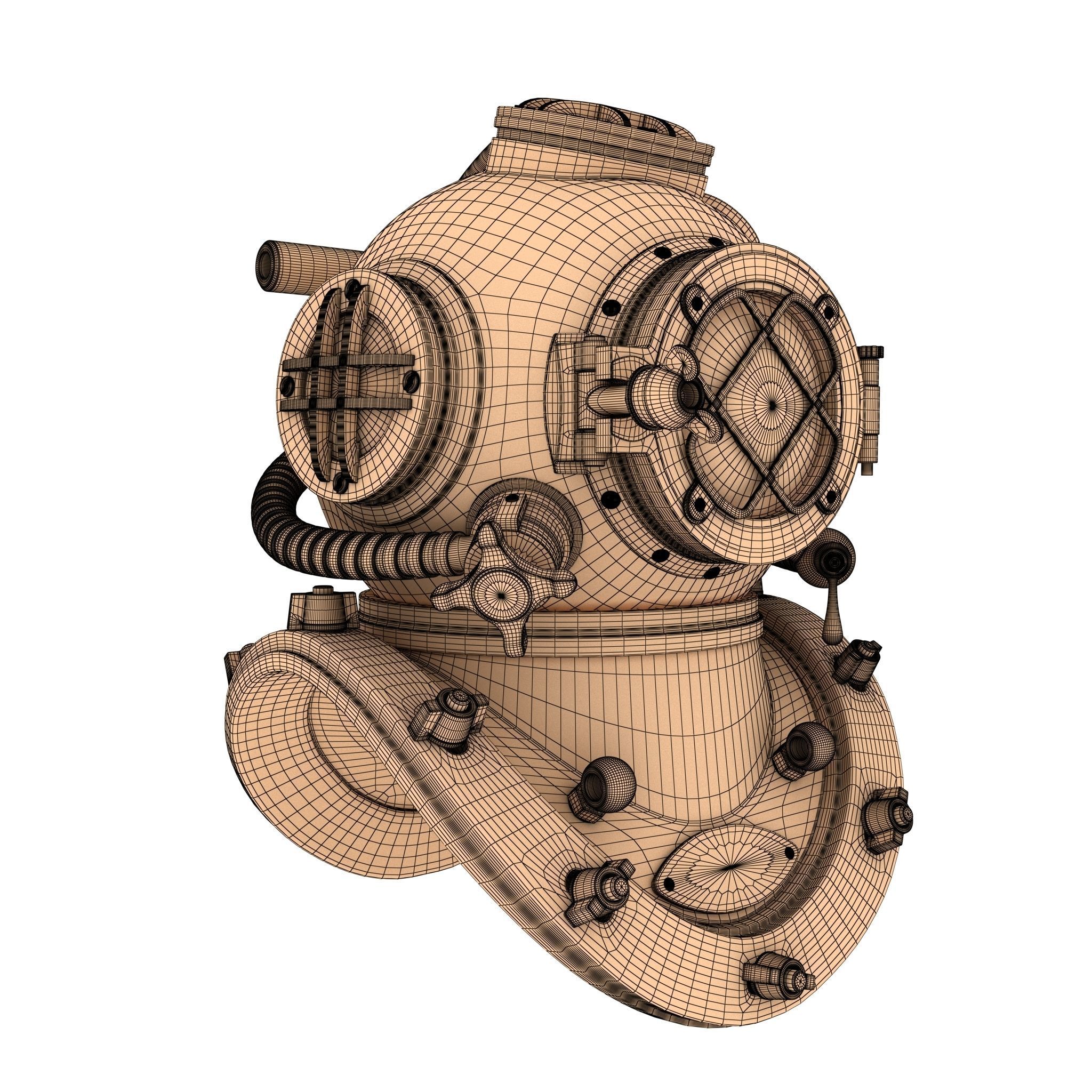 Old Diving Helmet  3D model_6