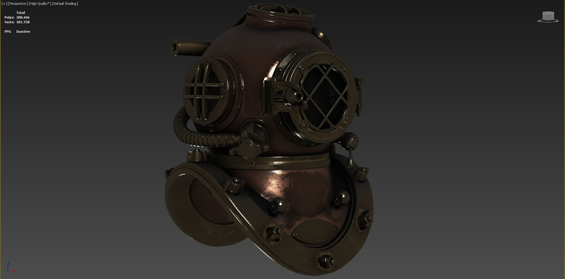Old Diving Helmet  3D model_9