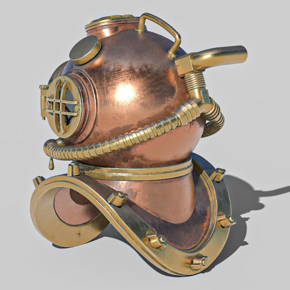 Old Diving Helmet  3D model_2