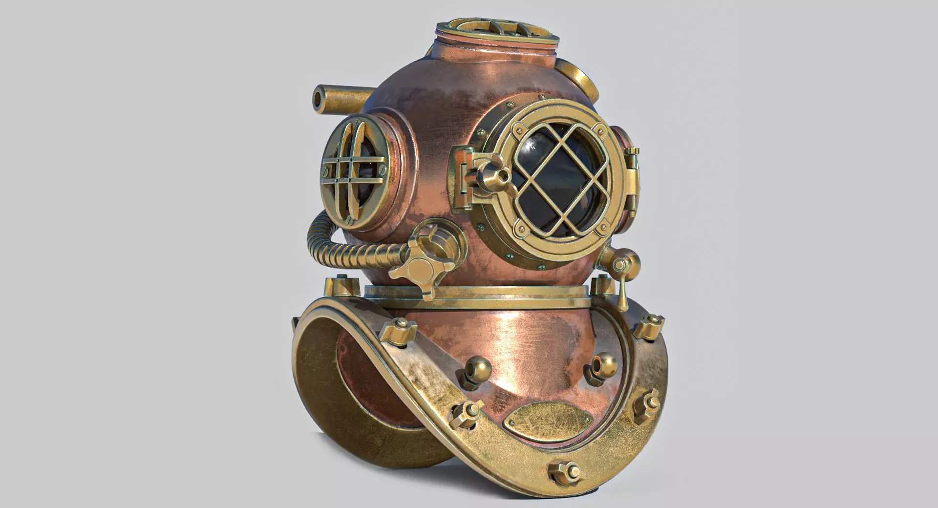 Old Diving Helmet  3D model_0