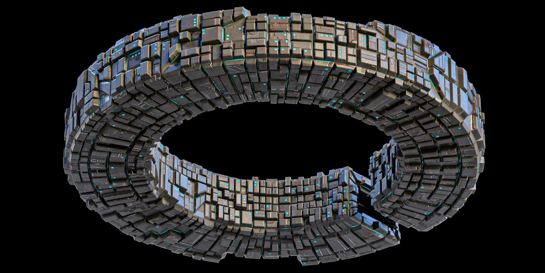 Space Station The Ring Lowpoly Borg Low-poly 3D model_3