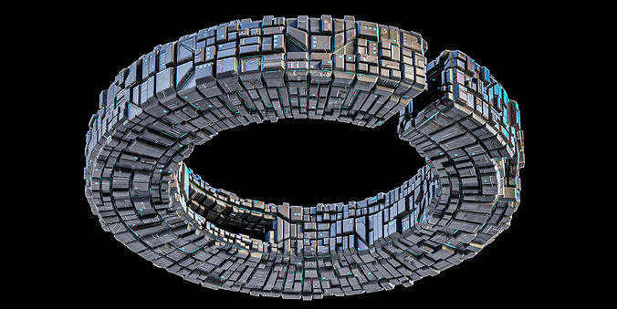 Space Station The Ring Lowpoly Borg Low-poly 3D model