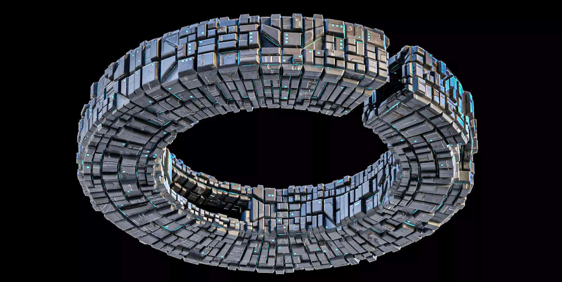 Space Station The Ring Lowpoly Borg Low-poly 3D model_0