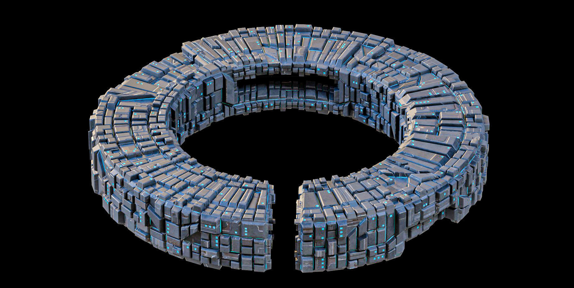 Space Station The Ring Lowpoly Borg Low-poly 3D model_4