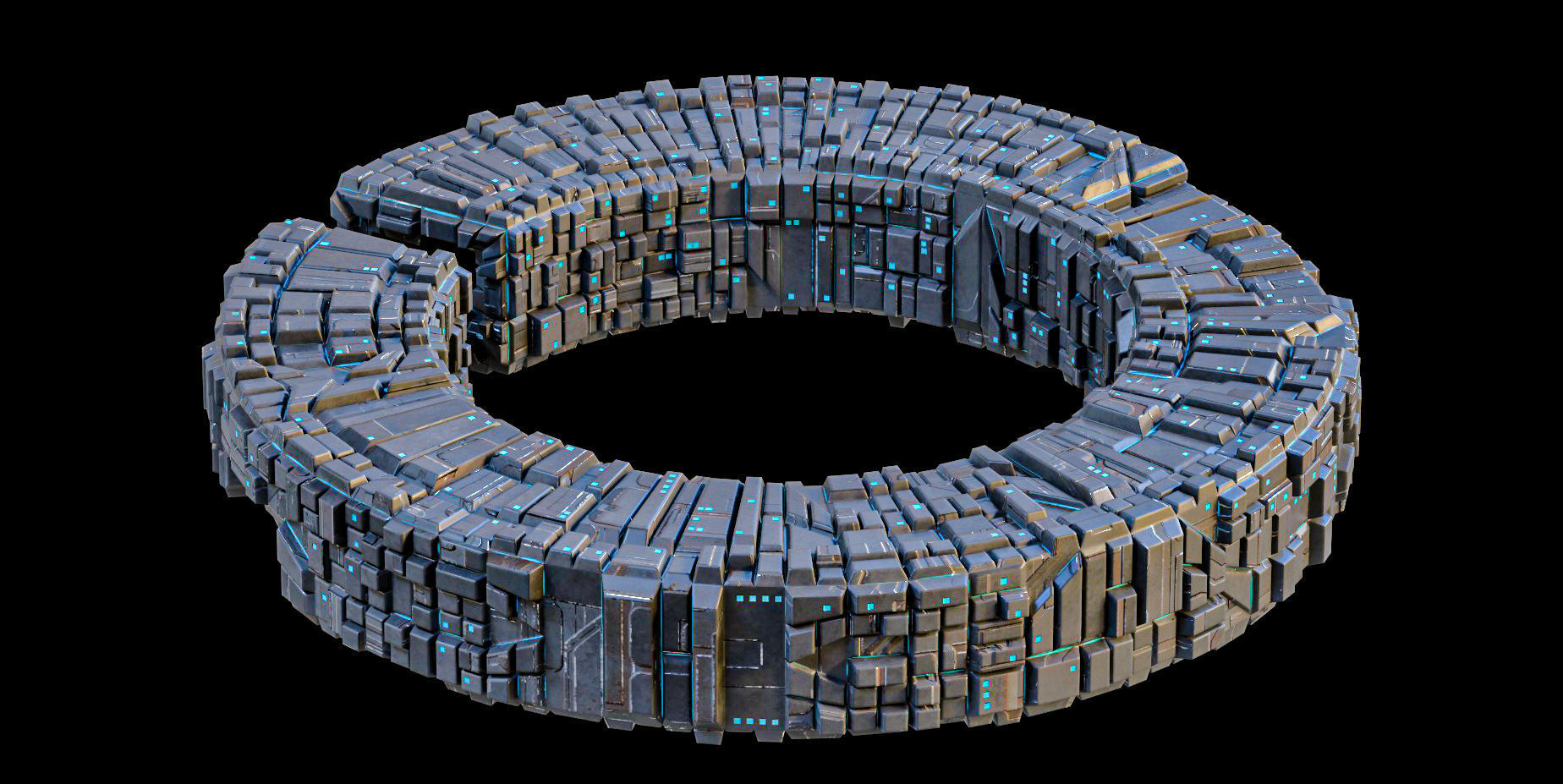 Space Station The Ring Lowpoly Borg Low-poly 3D model_2