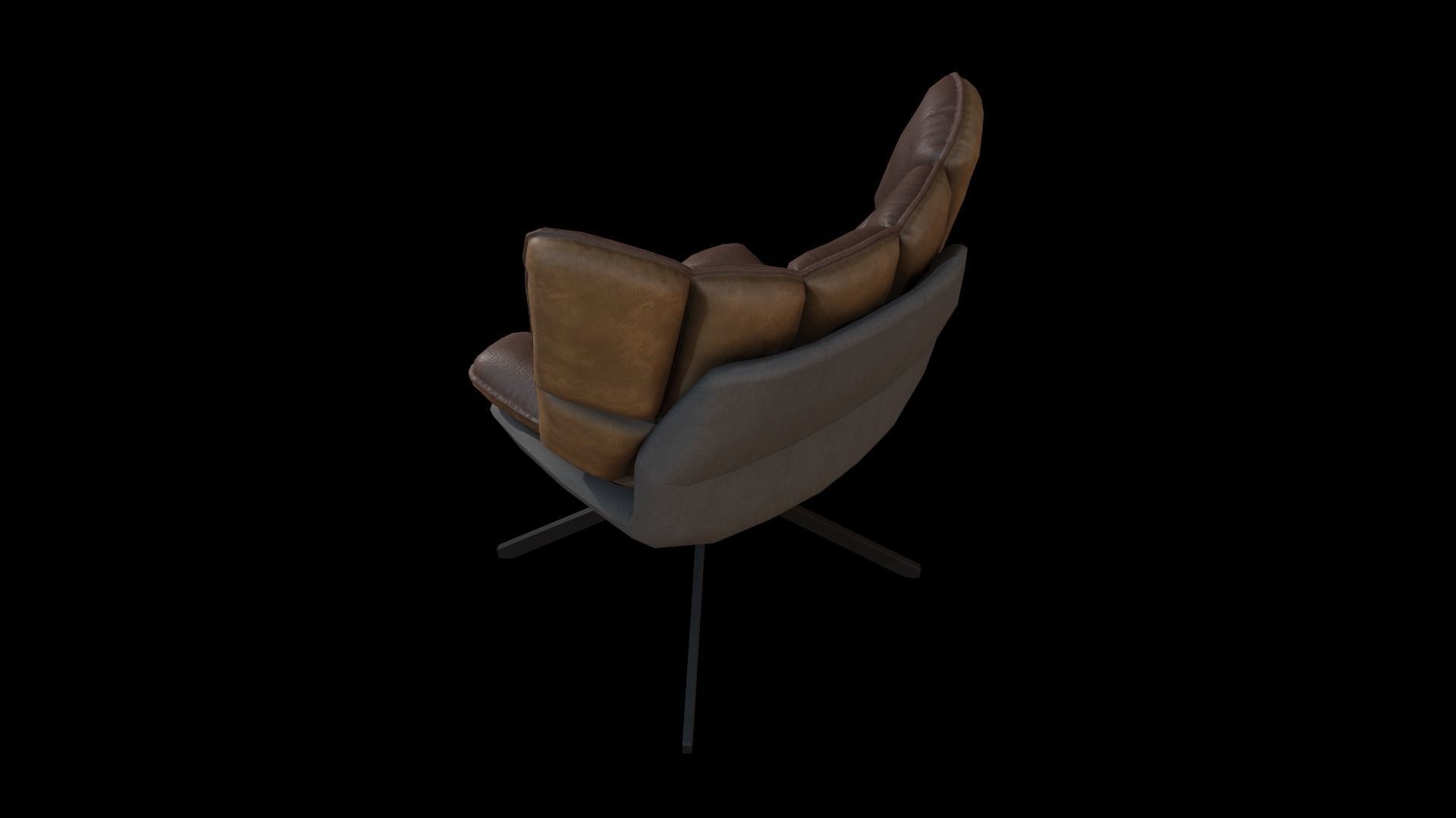 Leather armchair Low-poly 3D model_6