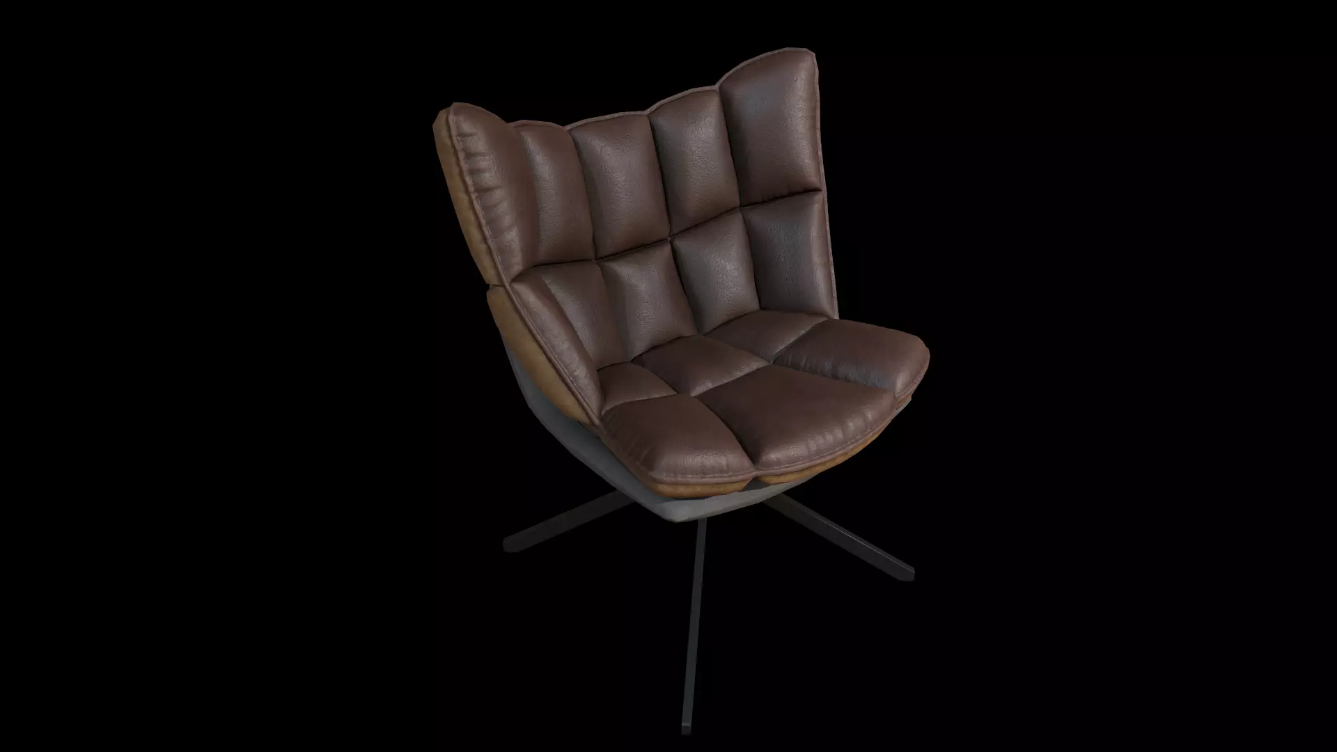 Leather armchair Low-poly 3D model_0