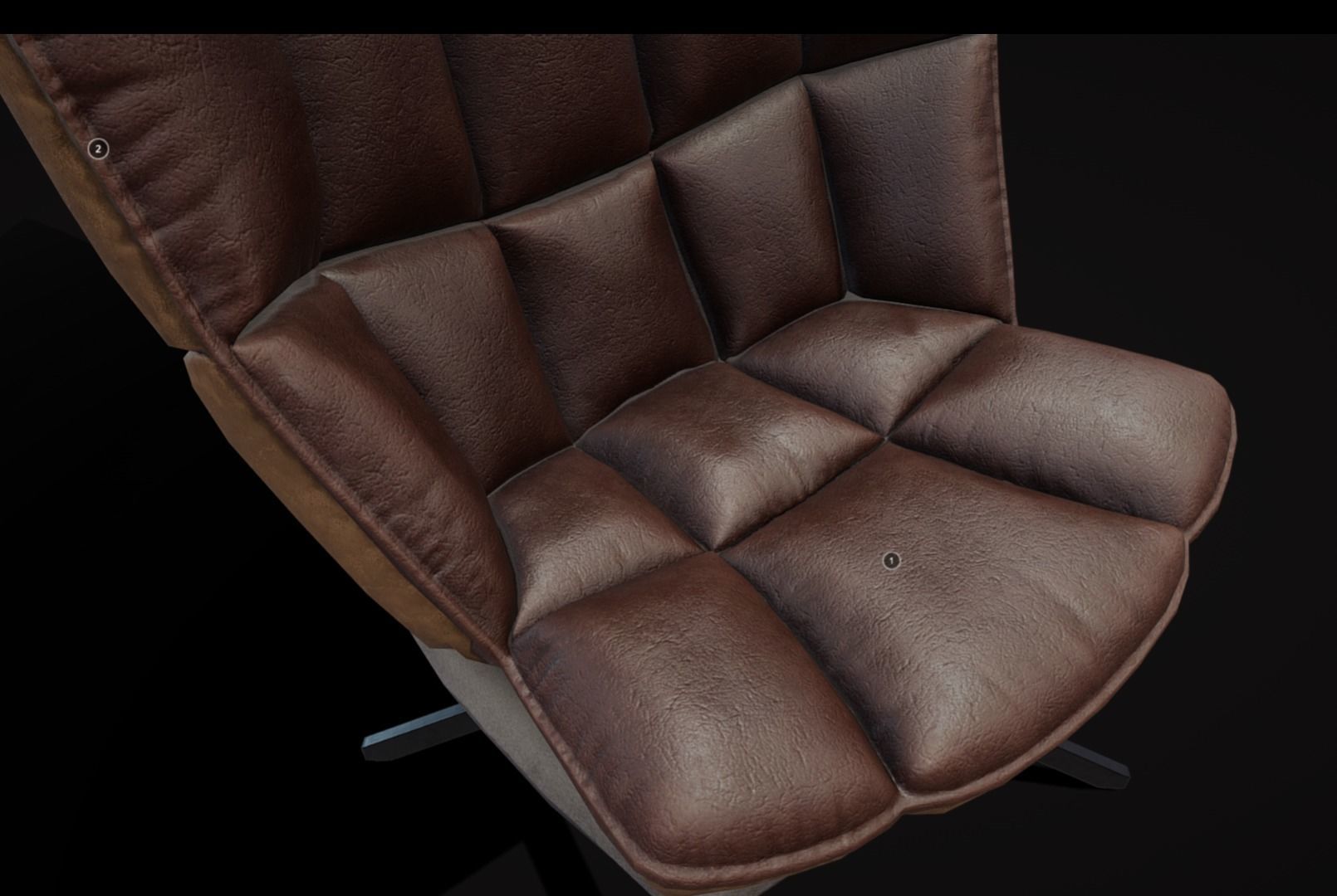 Leather armchair Low-poly 3D model_14