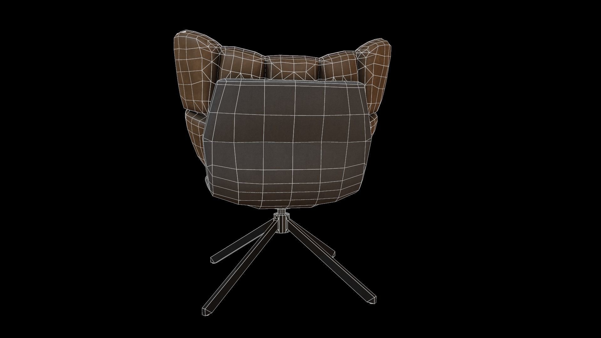 Leather armchair Low-poly 3D model_3