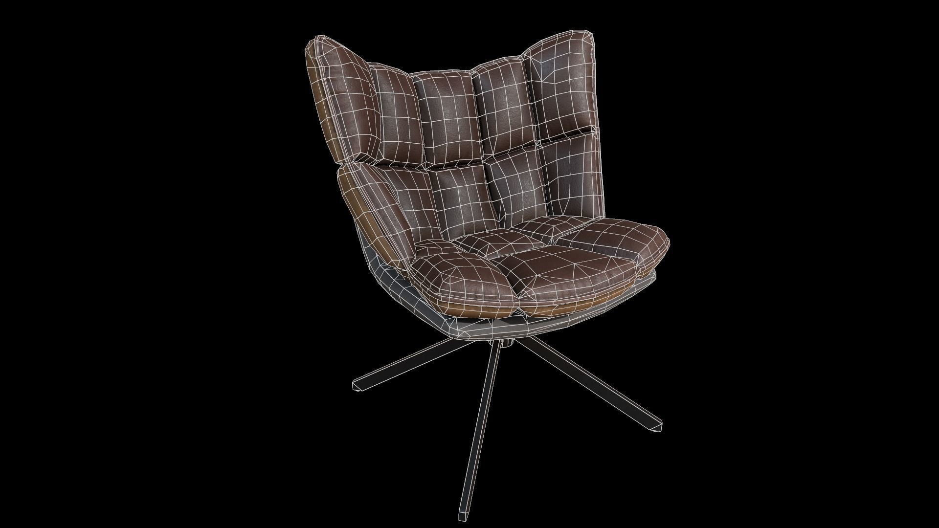 Leather armchair Low-poly 3D model_2