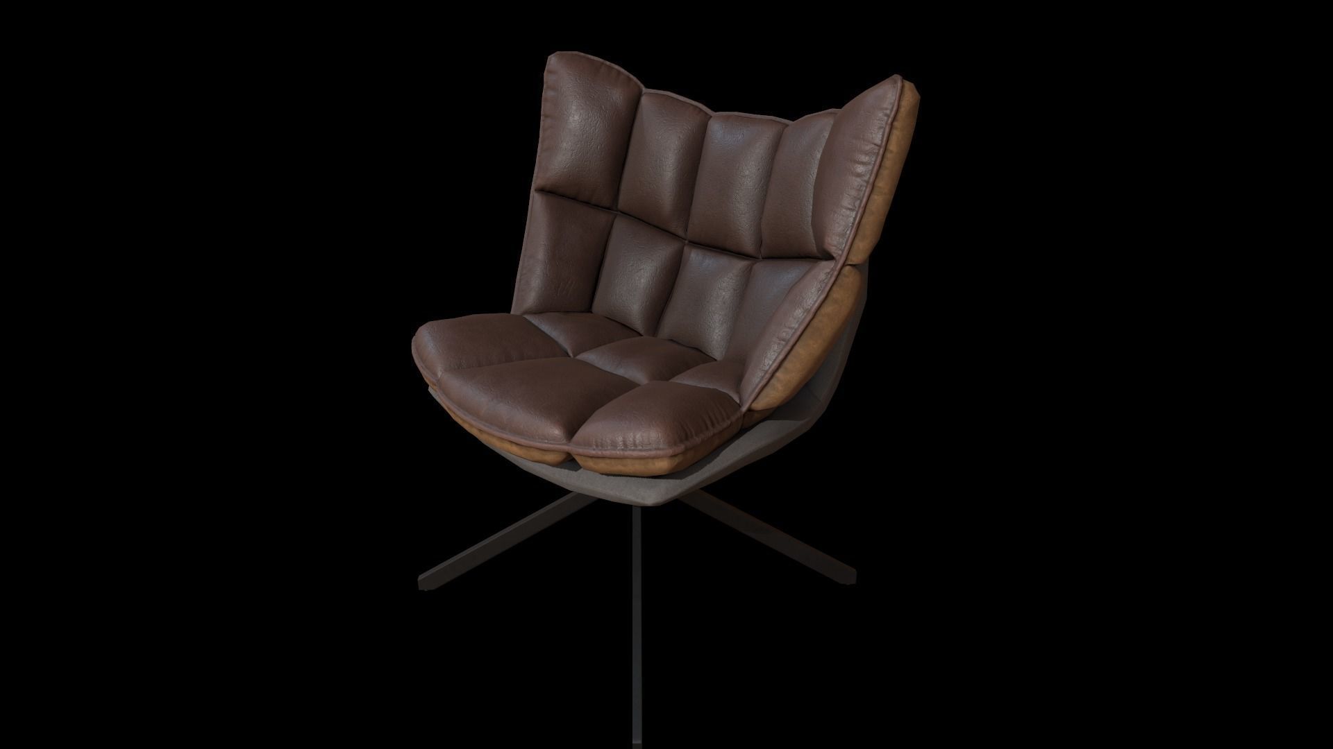 Leather armchair Low-poly 3D model_1