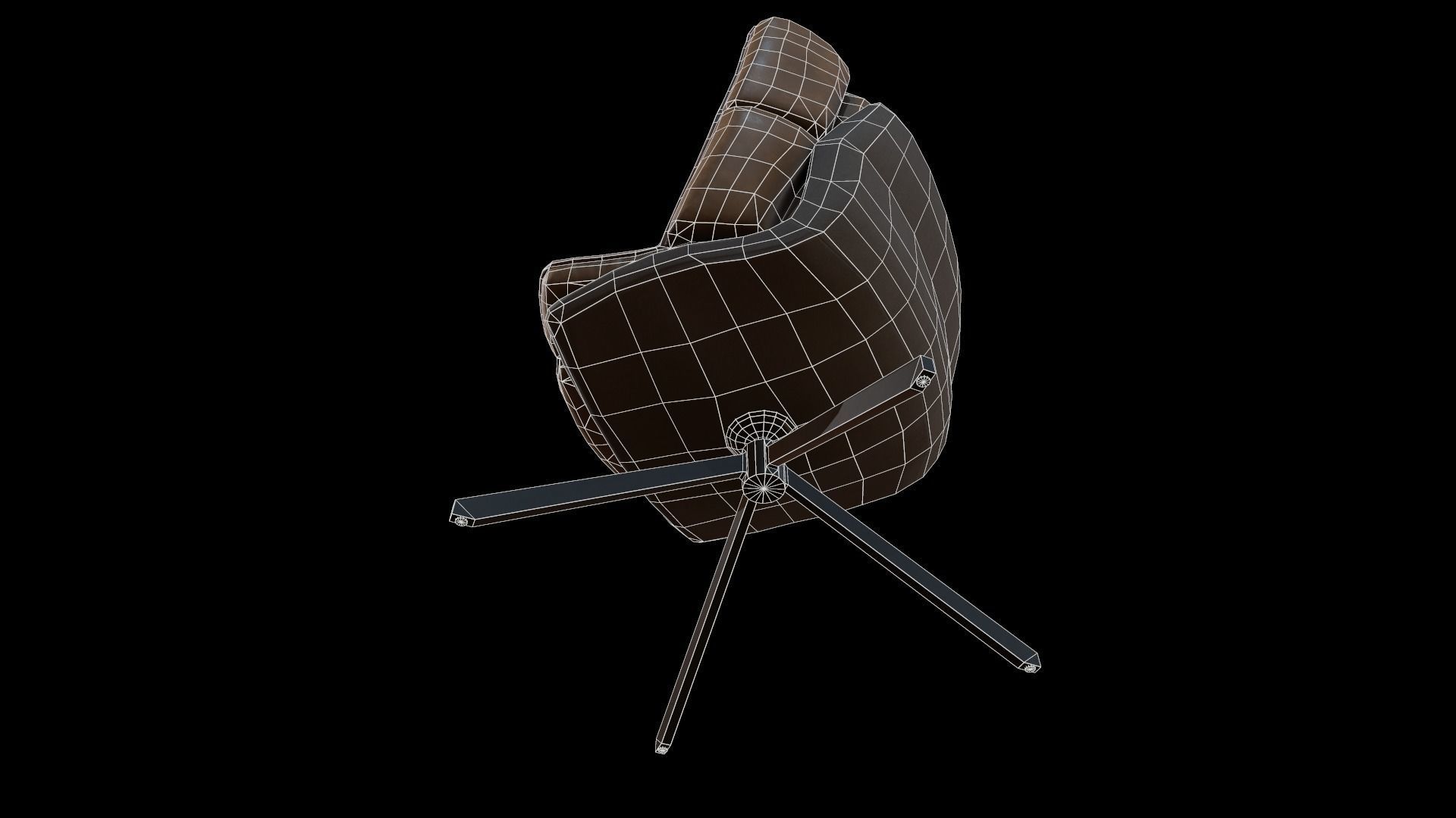 Leather armchair Low-poly 3D model_5
