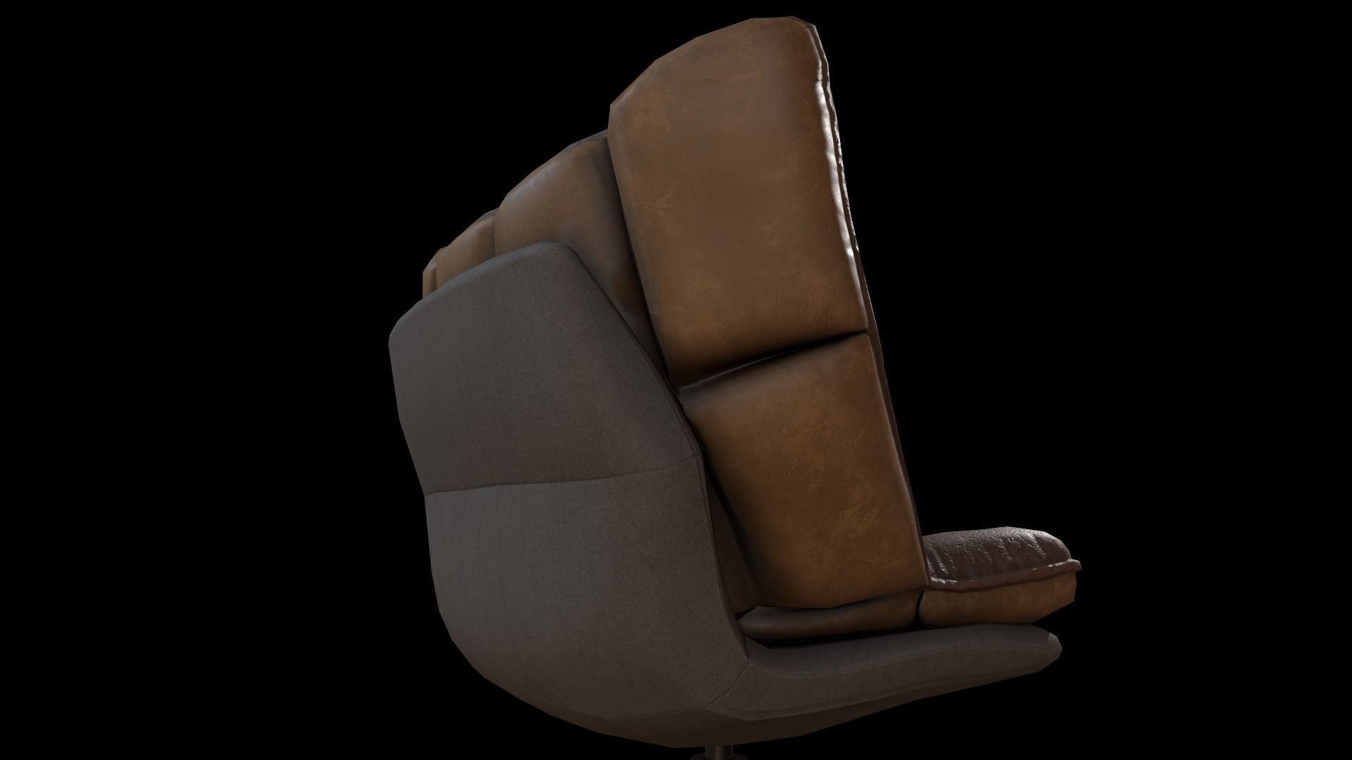 Leather armchair Low-poly 3D model_9