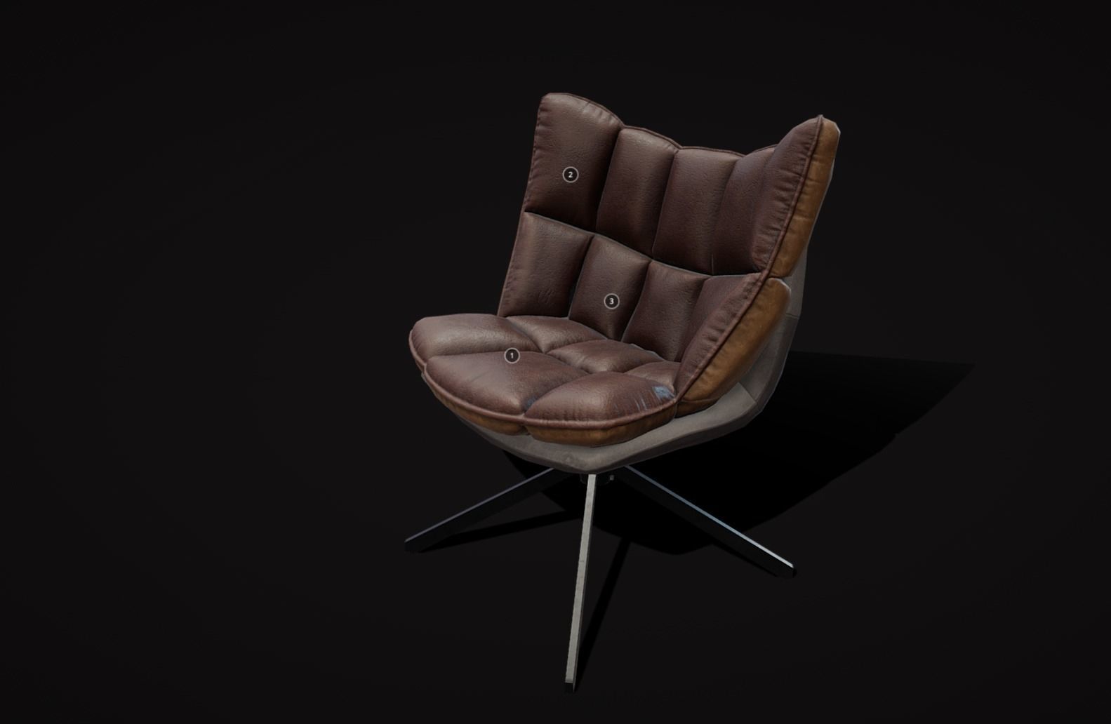Leather armchair Low-poly 3D model_13