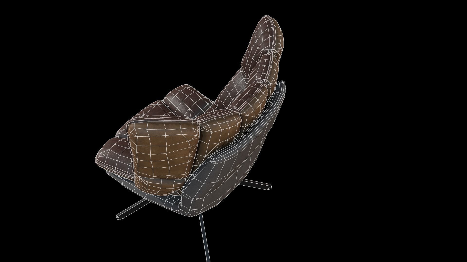 Leather armchair Low-poly 3D model_4