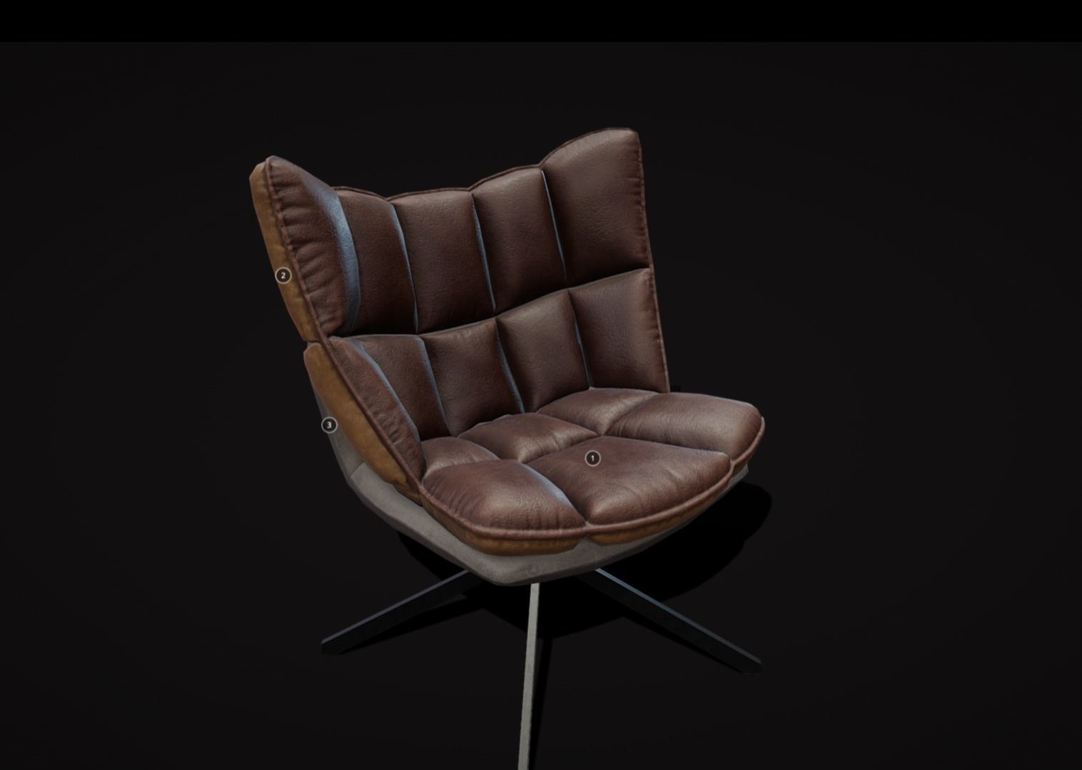 Leather armchair Low-poly 3D model_12