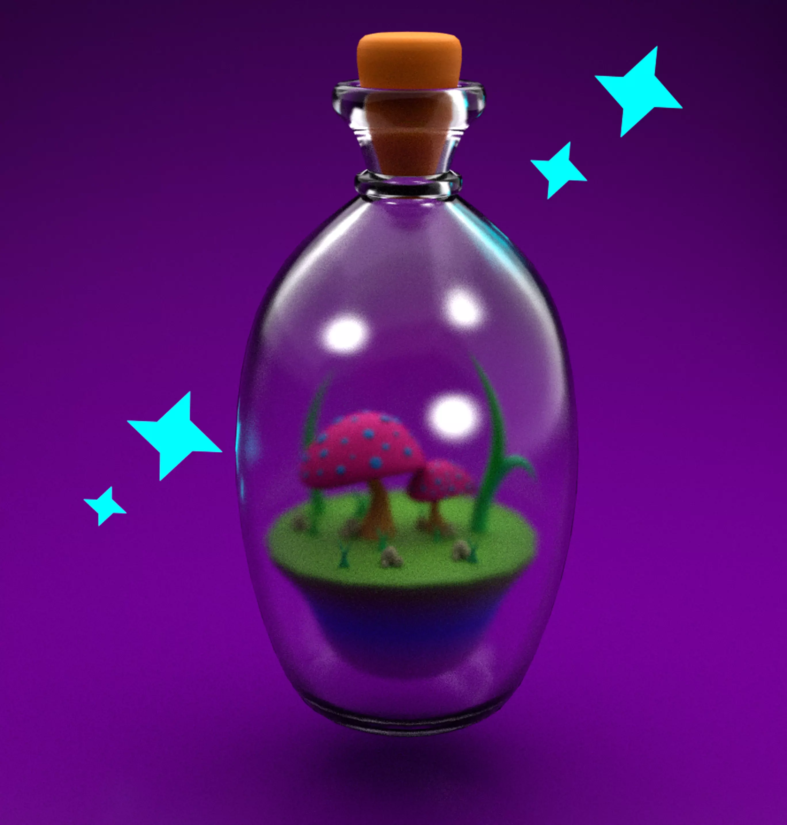 3D Bottle Art  Low-poly 3D model_0