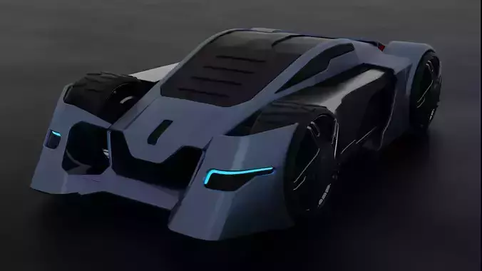 Futuristic Concept Car 1 Rigged