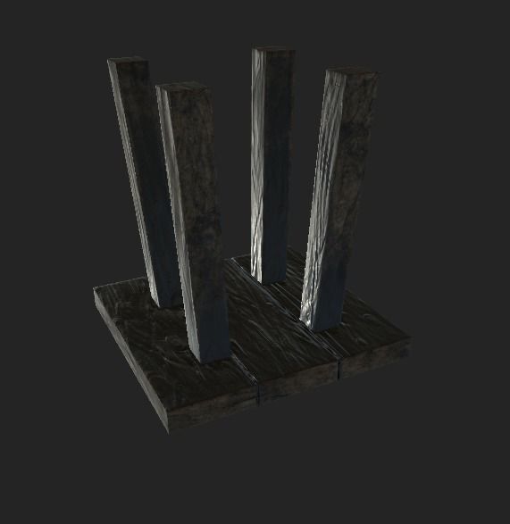 Stool wooden table Low-poly 3D model_4