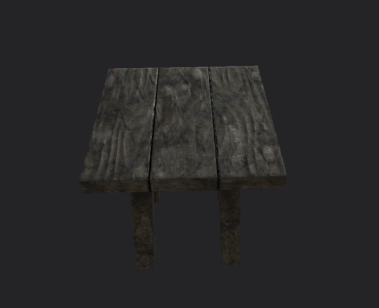 Stool wooden table Low-poly 3D model_2