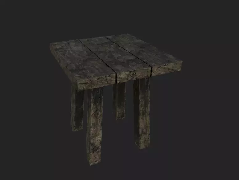 Stool wooden table Low-poly 3D model_0