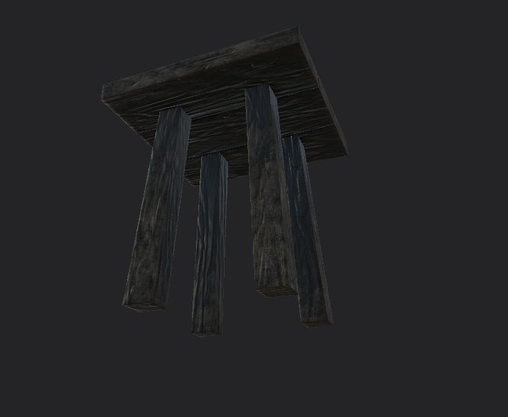 Stool wooden table Low-poly 3D model_1