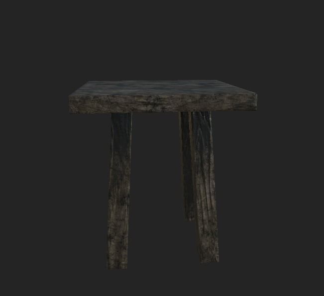 Stool wooden table Low-poly 3D model_3