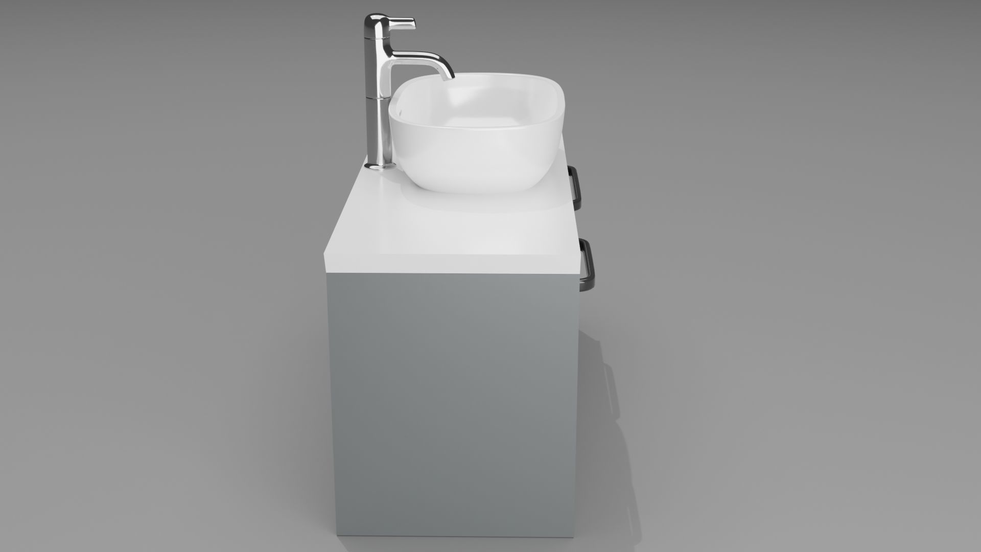 White modern wash basin on grey bath room counter 3D model  3D model_1