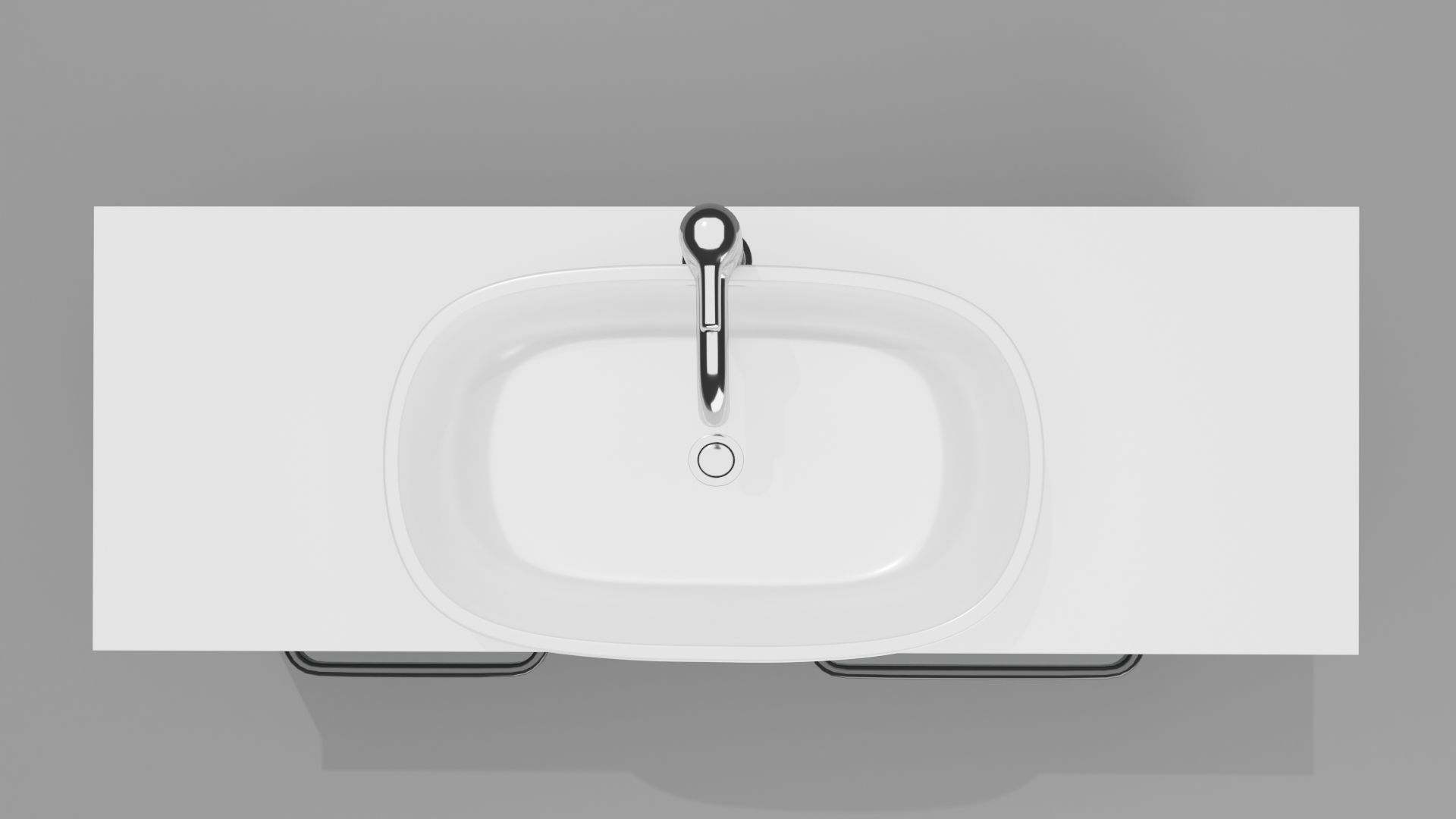 White modern wash basin on grey bath room counter 3D model  3D model_3