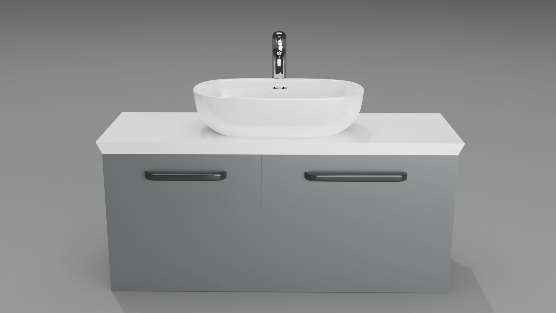 White modern wash basin on grey bath room counter 3D model  3D model_2