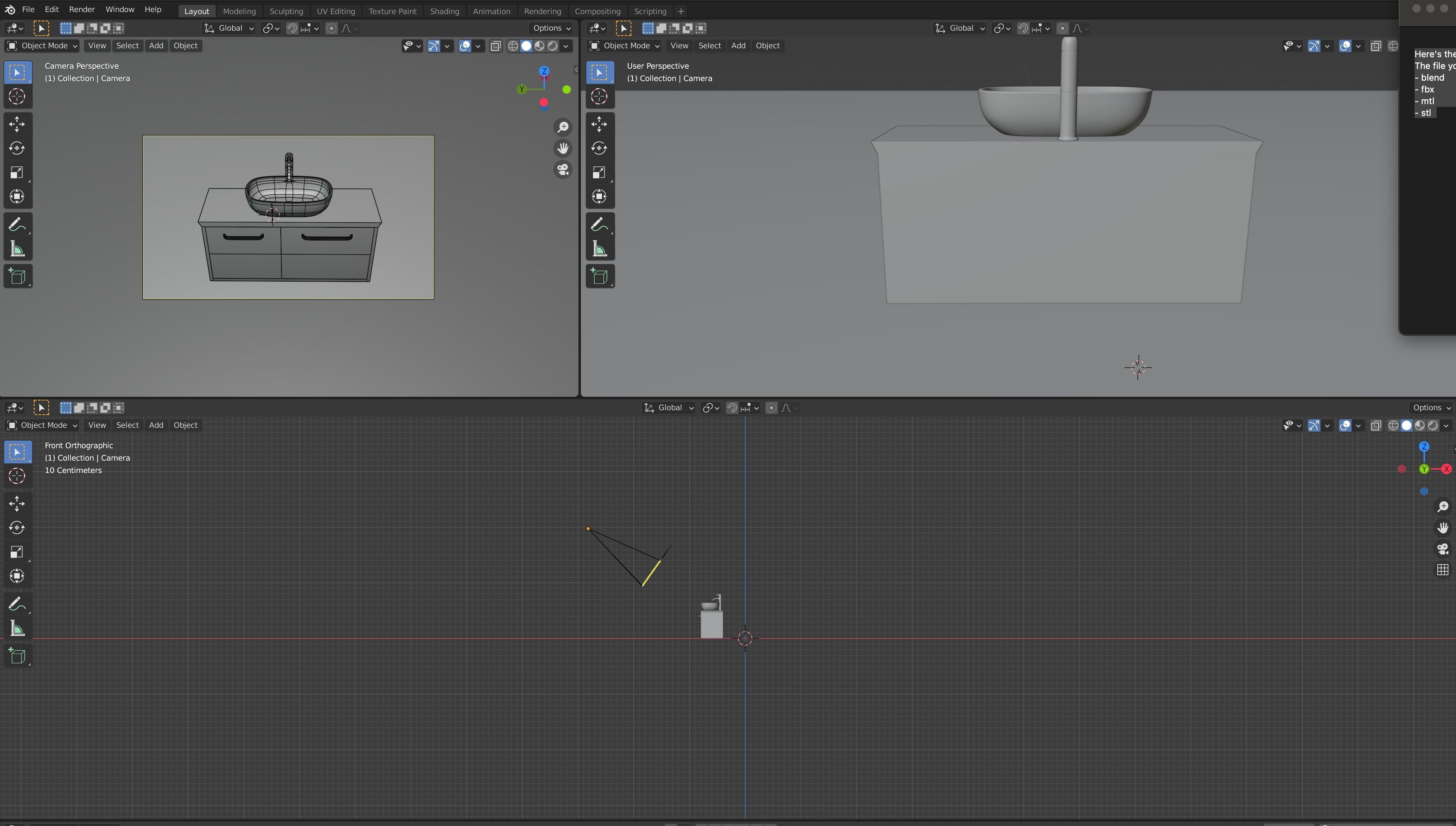 White modern wash basin on grey bath room counter 3D model  3D model_6