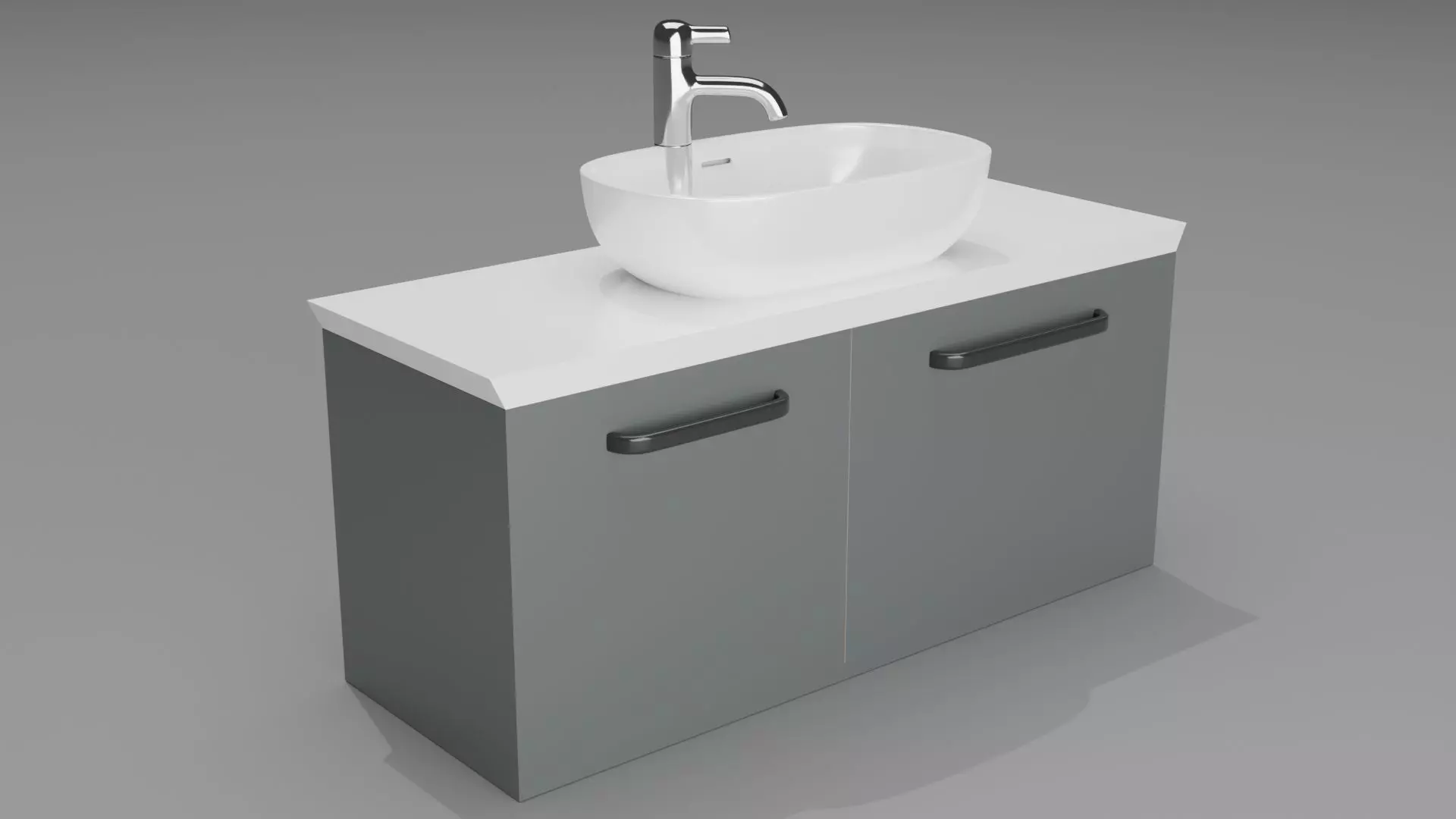 White modern wash basin on grey bath room counter 3D model  3D model_0