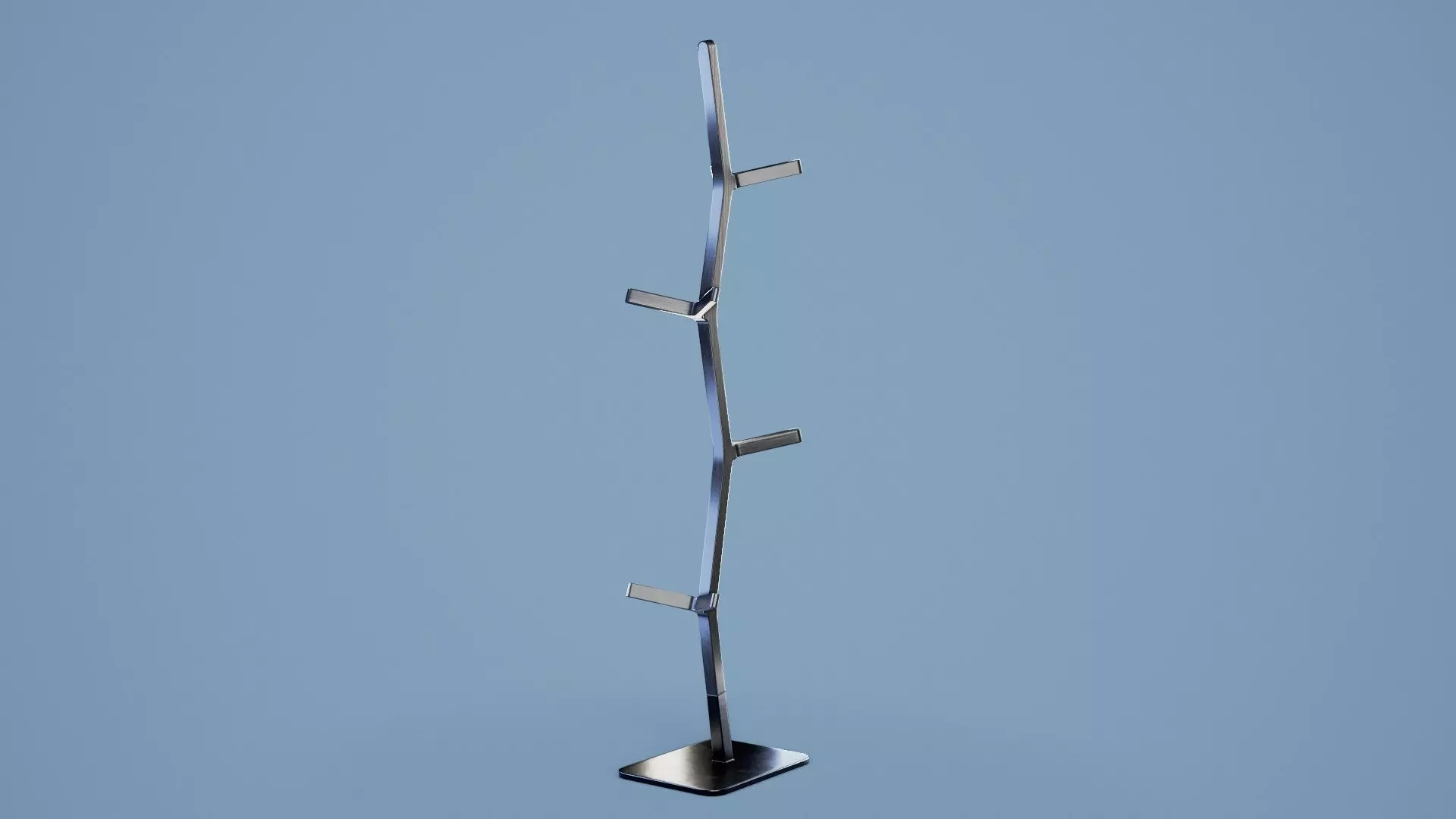 Coat Stand 001 - Black Wood Low-poly 3D model_0